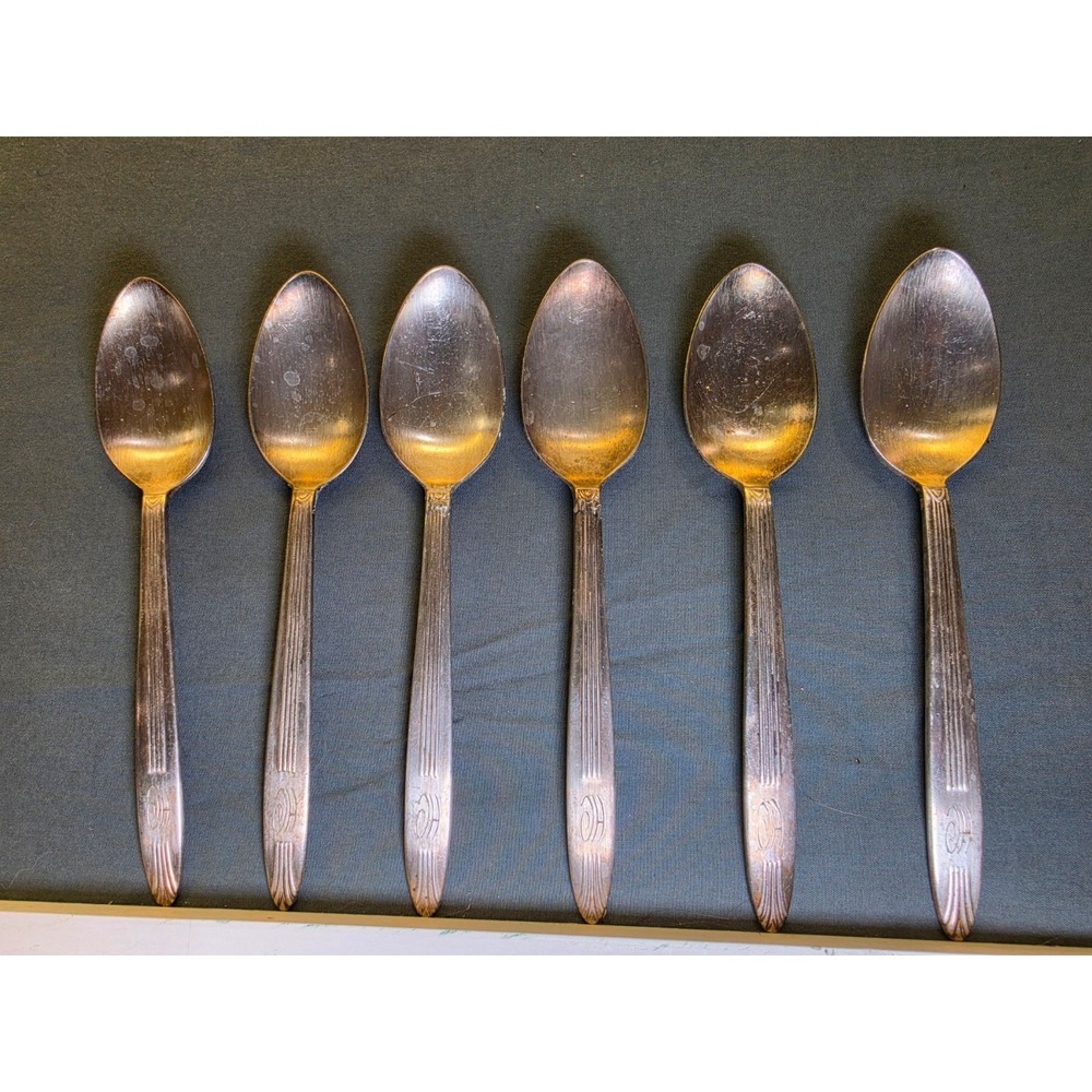 Reed & Barton Hotel Continental Silverplate Tablespoons 6pc H Monogram
